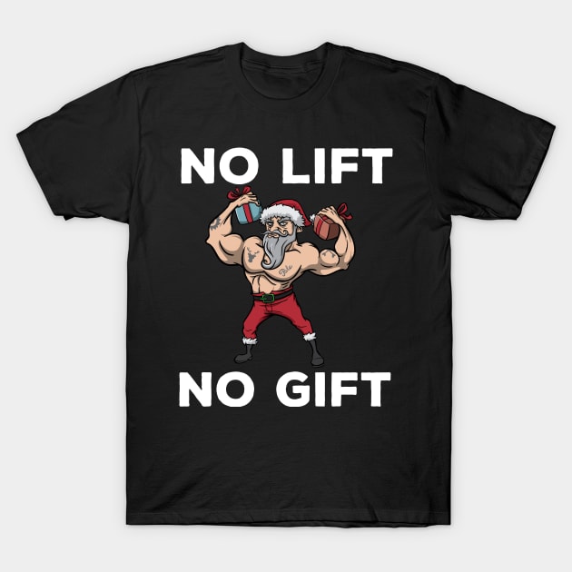 Workout Lifting Lifter Santa Claus Gym Christmas Fitness T-Shirt by TellingTales